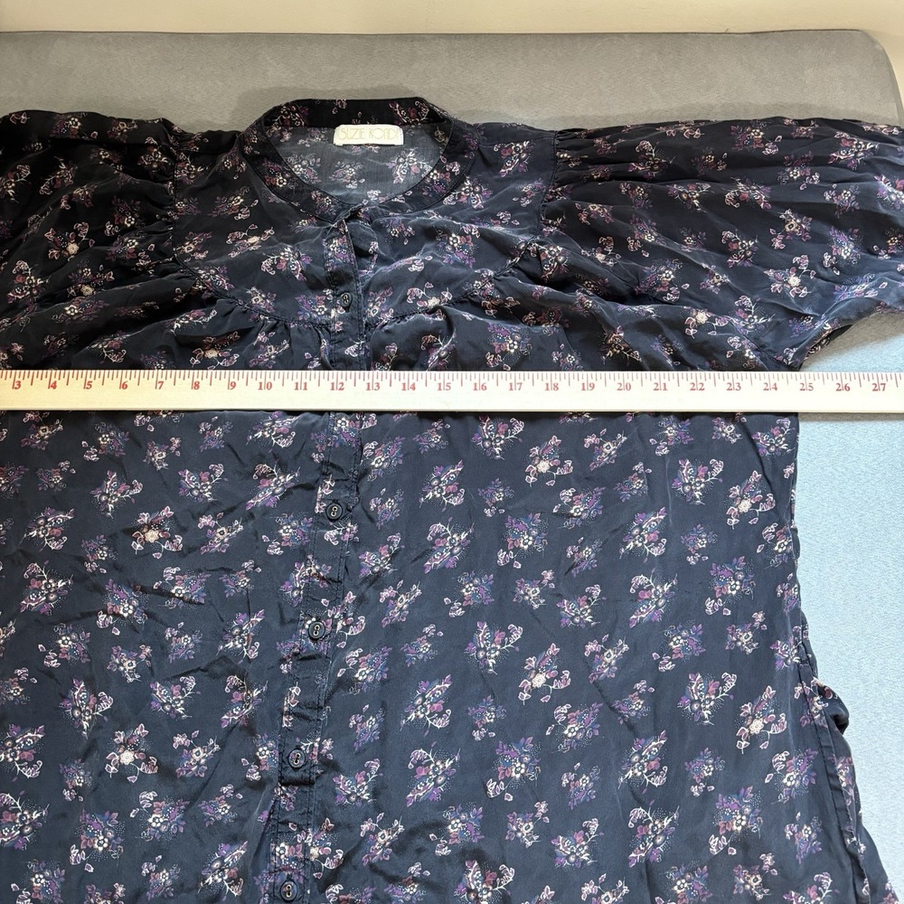 Suzie Kondi Easy Dress L Black Floral Silk Tiered Midi Boho Oversized Pockets - Picture 5 of 14